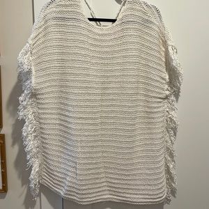 Lilly Pulitzer white sweater with fringe, L/XL